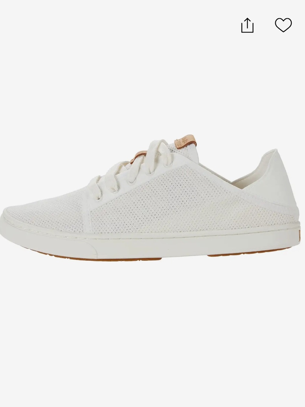 OluKai Pehuea Li White Knit Lace-Up Sneaker Shoes Collapsible-Back slip-on - Picture 3 of 10